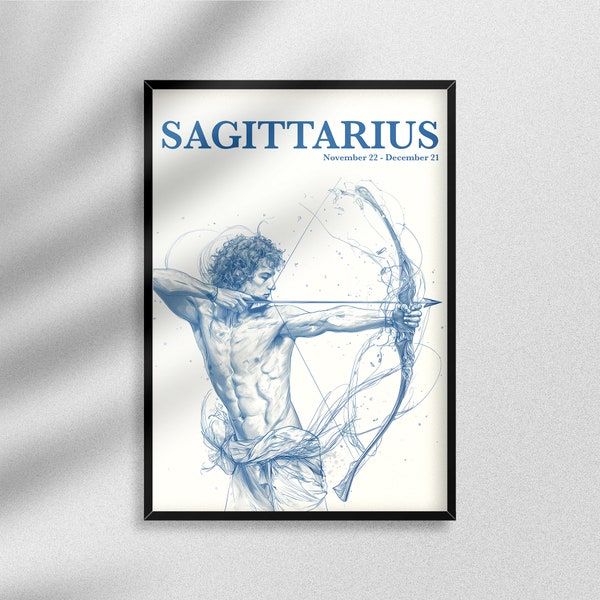 Sagittarius Archer Digital Print - Dynamic Zodiac Artwork, Celestial Bow and Arrow Illustration, Astrological Downloadable Art