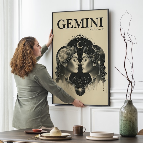 Gemini Zodiac Art Print | Celestial Twin Wall Art | Astrology Gift