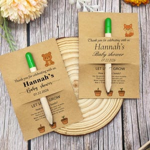 Personalized Baby Shower Seed Pencil with Personalized Card, Baby Shower Favors for Guests, Plantable Seed Pencils with Seeds, Baby in Bloom