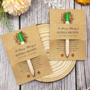In Loving Memory Plantable Pencils with Personalized Card, Funeral Favor for Guests, Eco-Friendly Plantable Pencils, Unique Sustainable Gift