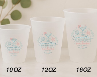Custom Frosted Cups, Beach Bachelorette Party Favors, Seaside Bach Weekend Drinkware