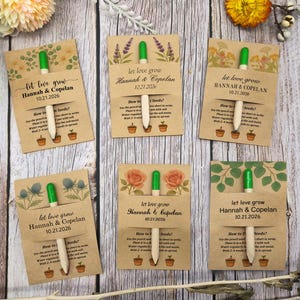 Plantable Mini Seed Pencil with Personalized Card, LET LOVE GROW Wedding Favors for Guests, Plantable Seed Pencils with Basil Seeds