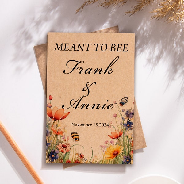 Meant to Bee Wildflower Seeds Packets with Seeds Wedding Favor Gift for Guests Multi-color Printable Seed Packets Sustainable Favors