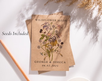 Personalized Wedding Seed Packets, Wildflower Favors, Custom Bridal Shower Gifts