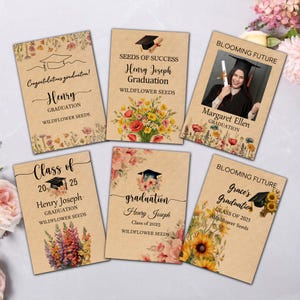 Graduation Wildflower Seed Packets/Personalized  Graduation Favors for Guests/Class of 2025 Graduation Party Favor/Grad Party Seed Packets
