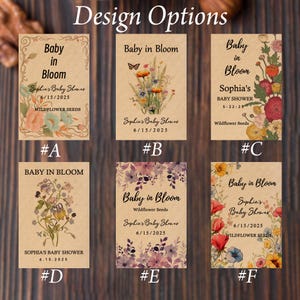 Custom Seed Packets Baby Shower Favor/BABY IN BLOOM Wildflower Seed Packets/Birthday Wildflower Seed Packets/Baby Shower Thank you Seeds