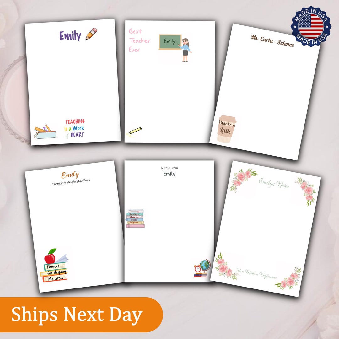 Personalized Teacher Notepad: Custom Stationery Gift, End of Year - Etsy