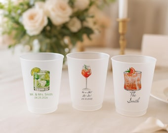 Personalized Frosted Plastic Party Cups: Custom Wedding, Birthday Favor