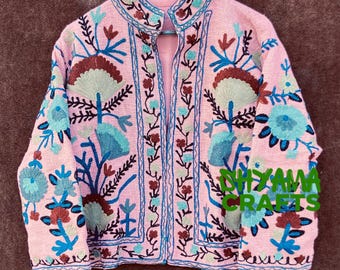 Handmade Suzani Embroidered Jacket: Indian Boho Coat