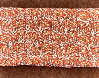 Handmade Indian Cotton Kantha Quilt: Floral Bedding Throw