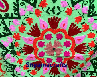 Handmade Suzani Bedcover – Cotton Embroidered Boho Bedding, King Queen Bedspread