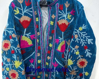 Handmade Velvet Suzani Jacket – Ethnic Embroidery Outerwear
