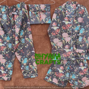 Indian Pajama Set, Indian Handmade Cotton Night Pajama Set, Floral Print Cotton Dress, Night Wear Soft Cotton Night Suit Gift for her