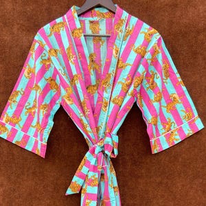 Floral Print Kimono Robe Indian Block Print Cotton Kimono Bridesmaid Robe Kimono Cardigan, Bath Robe Long Dressing Gown