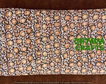 Floral Kantha Quilt: Handblock Print Indian Blanket