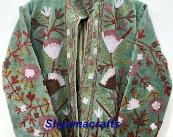 Handmade Velvet Suzani Jacket – Central Asian Embroidery, Boho Outerwear