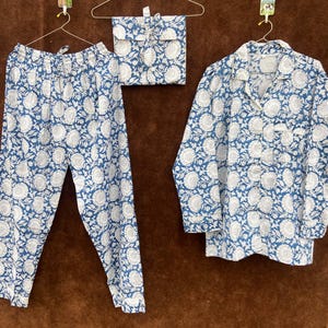Women’s Cotton Pajama Set, Floral Print PJ Top & Bottom, Bridesmaid Gift