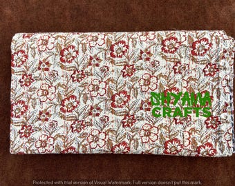 Handmade Kantha Stitch Cotton Throw: Reversible Floral Bed Sofa Cover