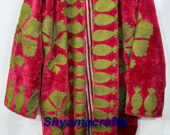 Velvet Suzani Kimono – Handmade Embroidered Uzbek Robe, Boho Statement Jacket