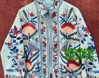 Handmade Suzani Embroidered Jacket: Boho Winter Coat