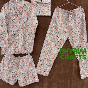 Cotton Payjama and Shirt Indian Pj Set Women Summer Dress Cotton Pj Set Floral Pj Block Print Night Suit Gifts For Her