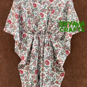Caftan pur coton, caftan indien fait main en coton pour femme, robe longue en coton pour femme caftan, caftan multi-longueurs caftan à imprimé floral