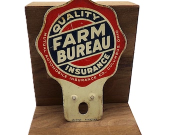 License Tag Topper Farm Bureau Ins. Cols. OH  1950's