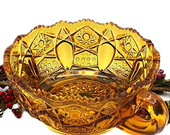 LE Smith Amber Handled Bowl 1990's
