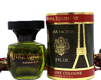 Royal Regiment Dry Lime Cologne by Max Factor, 2 oz. Splash Bottle, 1969 Launch, Disc.
