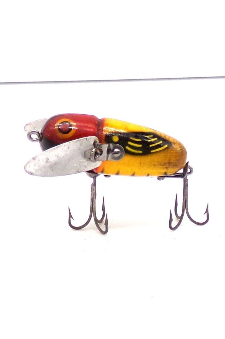 Vintage Heddon Crazy Crawler Wood Lure With Box 9120 Ca 1950s From