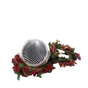 Nacon Ladies Powder Compact Silver Black Art Deco Design Complete