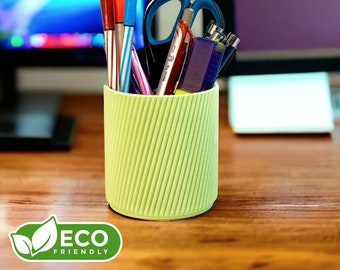 Eco-Friendly Designer Pen Pot Solo | Unique 3D Printed Texture / "Wave" Design | Desk Organiser
