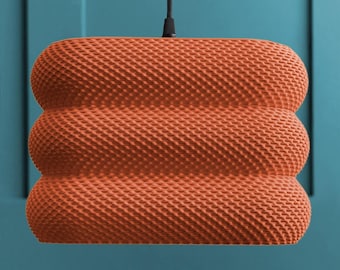 Pantalla de lámpara colgante cúbica, pantalla de lámpara de techo geométrica, lámpara escandinava impresa en 3D, diseño de malla en capas.