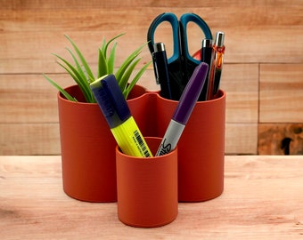 Eco-Friendly Designer Pen Pot | Unique 3D Printed "Wave" Design | Desk Organiser