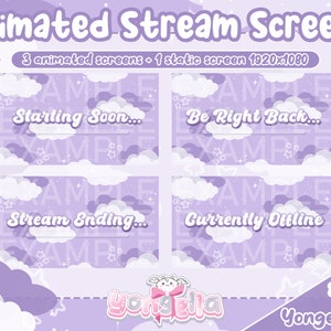 Clouds Theme Purple Animated Streaming Screens Light Purple & Dark Purple Version for Streaming
