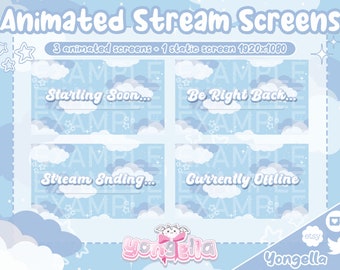 Clouds Theme Blue Animated Streaming Screens Light Blue & Dark Blue Version for Streaming