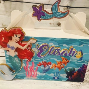Little Mermaid gabble box, mermaid candy box, mermaid favor box, birthday favor box, party favor boxes, princess favor box, party decoration