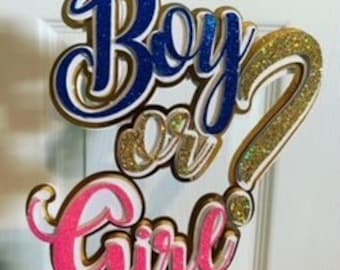 gender reveal cake topper, gender reveal party topper, gender reveal centerpiece, boy or girl cake topper, baby gender reveals party decor