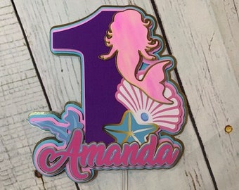 mermaid cake topper, under the sea cake topper, mermaid party topper, under the sea party topper, mermaid birthday decorations.