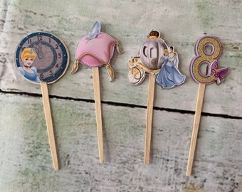 toppers cupcake compleanno, toppers cupcake, toppers cupcake cenerentola, toppers cupcake principessa, mini toppers cenerentola, decorazioni per feste