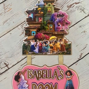 Girls' door sign, room door sign, Encanto theme door sign, Personalized room door sign, girls room door sing.
