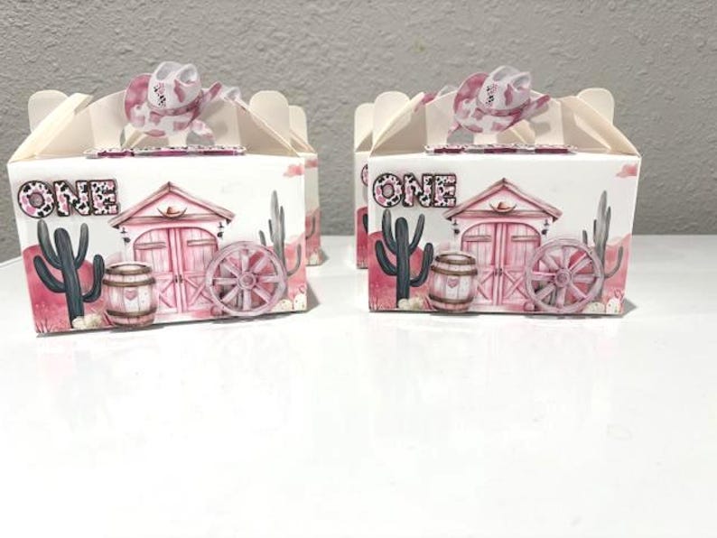 Pink Rodeo Theme Gable Box Rodeo Birthday Party Boxes, Favor Boxes, Pink Farm Party Boxes, Farm ...