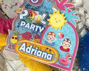 Pool Party Cake Topper, Pool Party Decor, Girls Pool Party Cake Topper, Summer Pool Party Cake Topper, Pool Party Decoration.