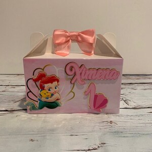 Boîtes à bonbons bébé Ariel, boîtes à dragées princesse, boîtes de fête princesse, boîtes à dragées d'anniversaire Ariel, boîtes à bonbons d'anniversaire princesse, boîtes à bavardages.