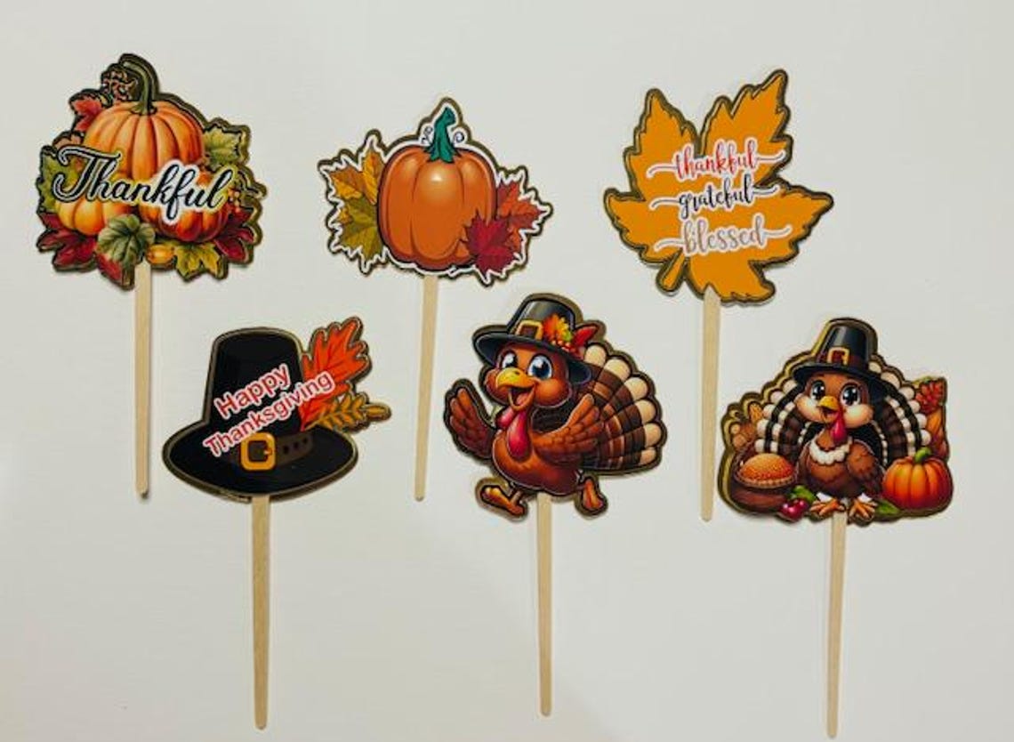 Thanksgiving Ramo Toppers Cupcake Toppers, Thanksgiving Toppers, Thanksgiving Cupcake Toppers ...