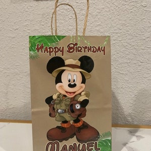 Mickey safari bags, Mickey safari candy bags, Safari favor bags, Safari candy bags, Mickey Mouse favor bags, birthday candy bags