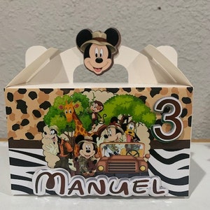 Mickey Mouse Favor boxes, Mickey safari favor boxes, Mickey safari party boxes, Mickey safari candy boxes, Mickey safari party decor.