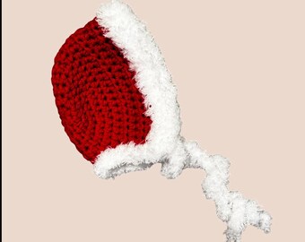 Crochet Baby Luxury Christmas Bonnet – Newborn Outfit, Baby Shower Gift, Baby Photo Prop, Handmade Accessories, Christmas Baby Props