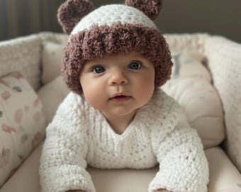 Crochet Baby Bear Hat – Newborn Outfit, Baby Shower Gift, Baby Photo Prop, Handmade Accessories, Pregnancy Announcement
