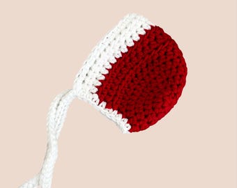 Crochet Baby Classic Christmas Bonnet – Newborn Outfit, Baby Shower Gift, Baby Photo Prop, Handmade Accessories, Christmas Baby Props